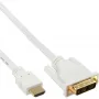 InLine HDMI uz DVI kabelis vīrišķais / 18+1 vīrišķais balts zelts 5m