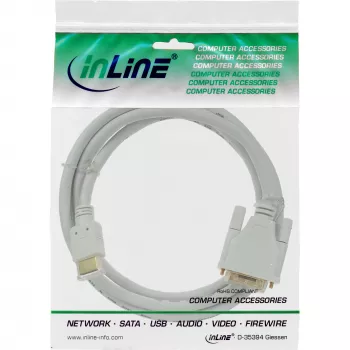 InLine HDMI uz DVI kabelis vīrišķais / 18+1 vīrišķais balts zelts 5m