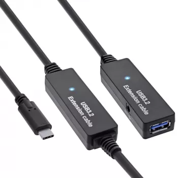 InLine USB 3.2 Gen.1 aktīvais pagarinātājs, USB-C vīriešu uz USB-A sieviešu, 10 m
