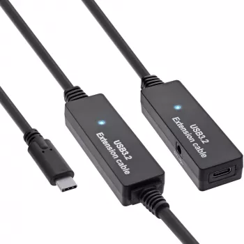 InLine USB 3.2 Gen.1 aktīvais pagarinātājs, USB-C vīriešu uz USB-C sieviešu, 15 m