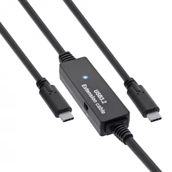 InLine USB 3.2 Gen.1 aktīvais kabelis, USB-C vīriešu uz USB-C vīriešu, 15 m