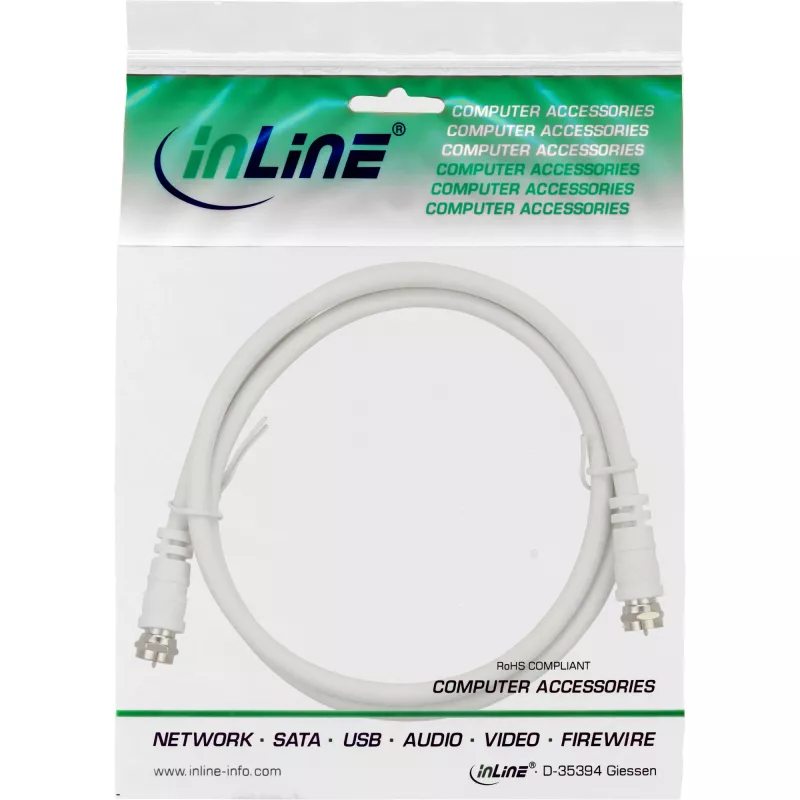 InLine SAT kabelis 2x ekranēts ultra zemi zudumi 2x F-vīrietis >75dB balts 3m
