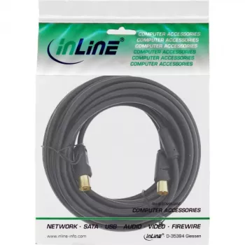 InLine antennas kabelis 2x ekranēts >85dB melns 5m