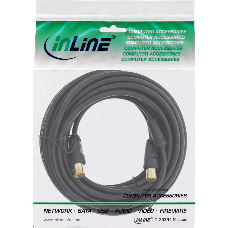 InLine Antenas kabelis 2x ekranēts >85dB melns 2m