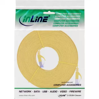 InLine plakans savienojuma kabelis, U/FTP, Cat.6A, dzeltens, 5m