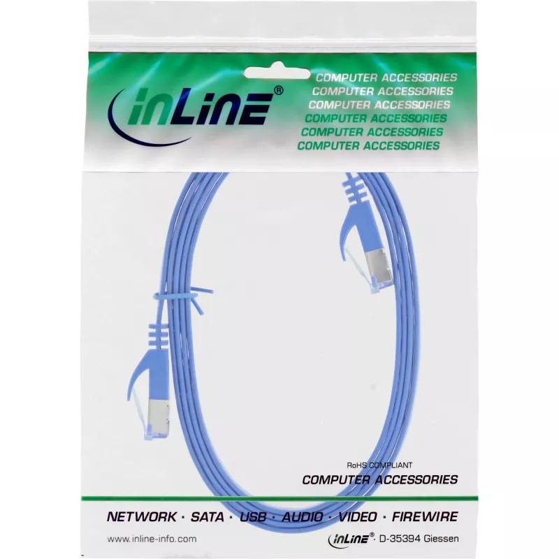 InLine Flat patch vads, U/FTP, Cat.6A, zils, 1,5 m
