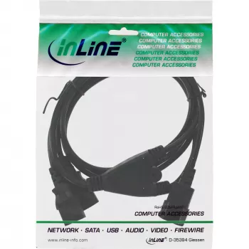 InLine strāvas Y-kabelis Vācijas F tips 1x IEC-C14 uz 2x IEC-C13 1.8 m