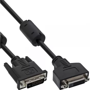 InLine DVI-D kabelis 24+1 vīriešu/sieviešu, Dual Link, 2 ferīta serdeņi, 5m