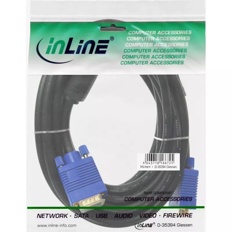 InLine S-VGA Premium kabelis 15HD tēviņš/tēviņš melns 7m