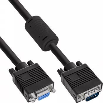 InLine S-VGA pagarinātāja kabelis HD15 vīriešu/sieviešu melns 5m