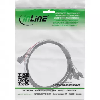InLine Mini SAS HD kabelis SFF-8643 uz 4× SATA + sānjosla 0,5 m