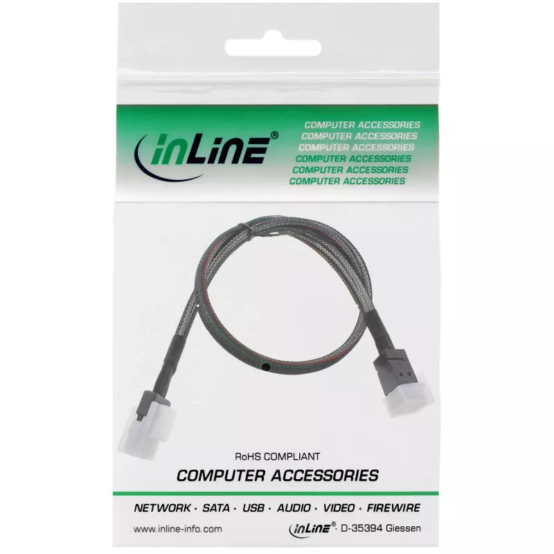 InLine Mini SAS HD kabelis SFF-8643 uz SFF-8087 ar sānjoslu 1m