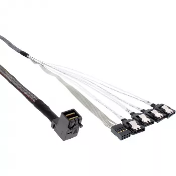InLine Mini SAS HD kabelis SFF-8643 leņķa uz 4x SATA + Sideband 0,5m