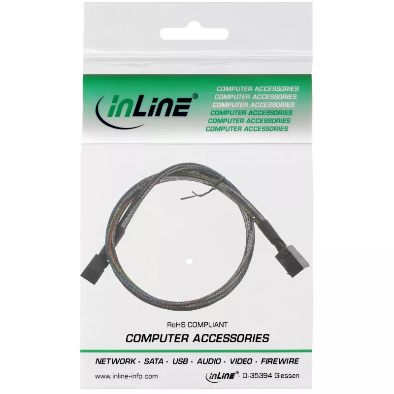 InLine Mini SAS HD kabelis SFF-8643 uz SFF-8643 ar sānu joslu 0,5m