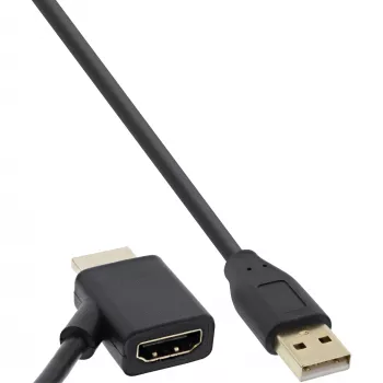 InLine HDMI adapteris M / F ar USB-A strāvas injektoru 0.5m