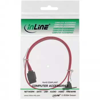 InLine SATA 6Gb/s kabelis ar leņķa savienotājiem 0,75m sarkans