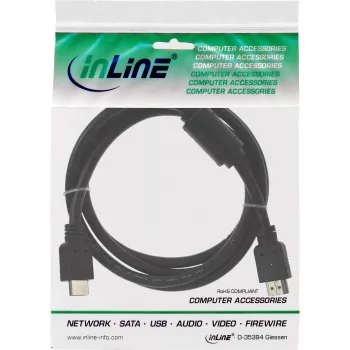 HDMI kabelis High Speed vīrietis + ferīts melns 1.5m InLine 17611