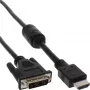 InLine HDMI-DVI kabelis 19-pin vīrietis / 18+1 vīrietis ar ferīta filtru melns 1m