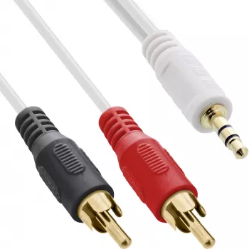 InLine Audio kabelis 2x RCA vīrietis / 3.5mm Stereo vīrietis balts/zeltīts 2.5m
