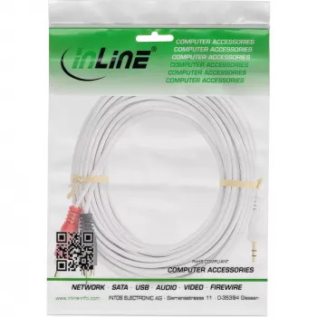 InLine Audio kabelis 2x RCA vīriešu / 3,5 mm stereo vīriešu balts/zelta 1,5 m