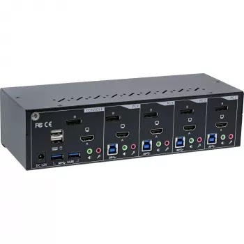 KVM Desktop Slēdzis InLine 62644I 4-portu Divu Monitoru DP+HDMI 4K USB 3.0 Audio