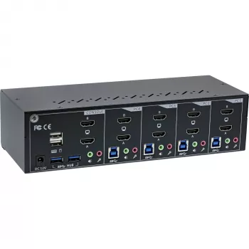 InLine KVM Desktop Switch 62654I 4-portu Dual Monitor HDMI 4K USB 3.0 Audio