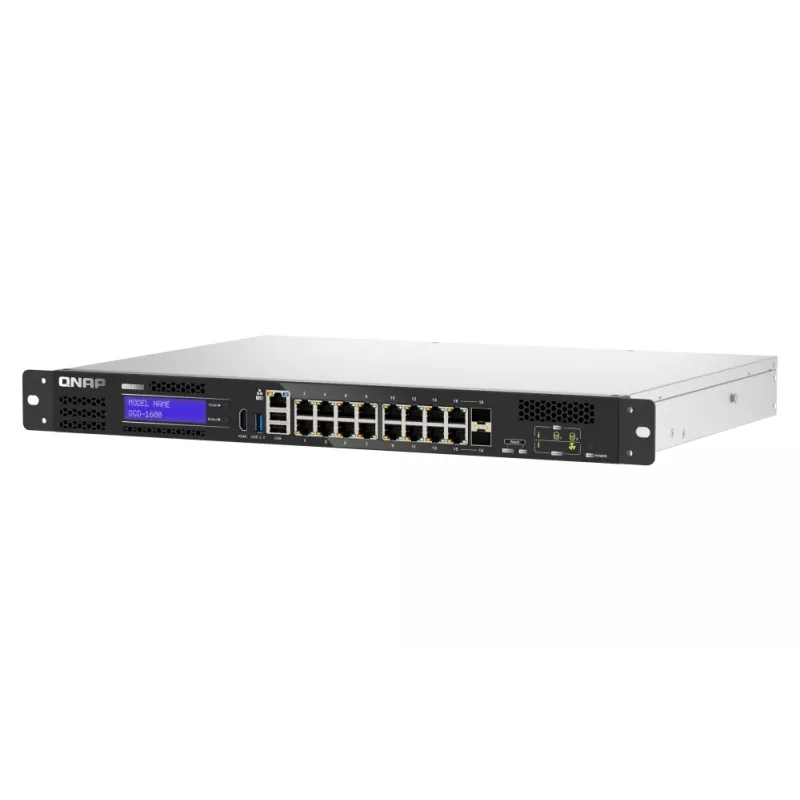 QNAP QGD-1600 Pārvaldāms Gigabit Ethernet (10/100/1000) slēdzis, 1U, melns, pelēks