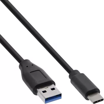 InLine USB 3.2 Gen.1x2 kabelis, USB-C vīrietis / USB-A vīrietis, melns, 0,3 m
