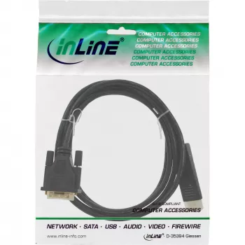 DisplayPort uz DVI-D pārveidotāja kabelis InLine 17117 0.3m melns