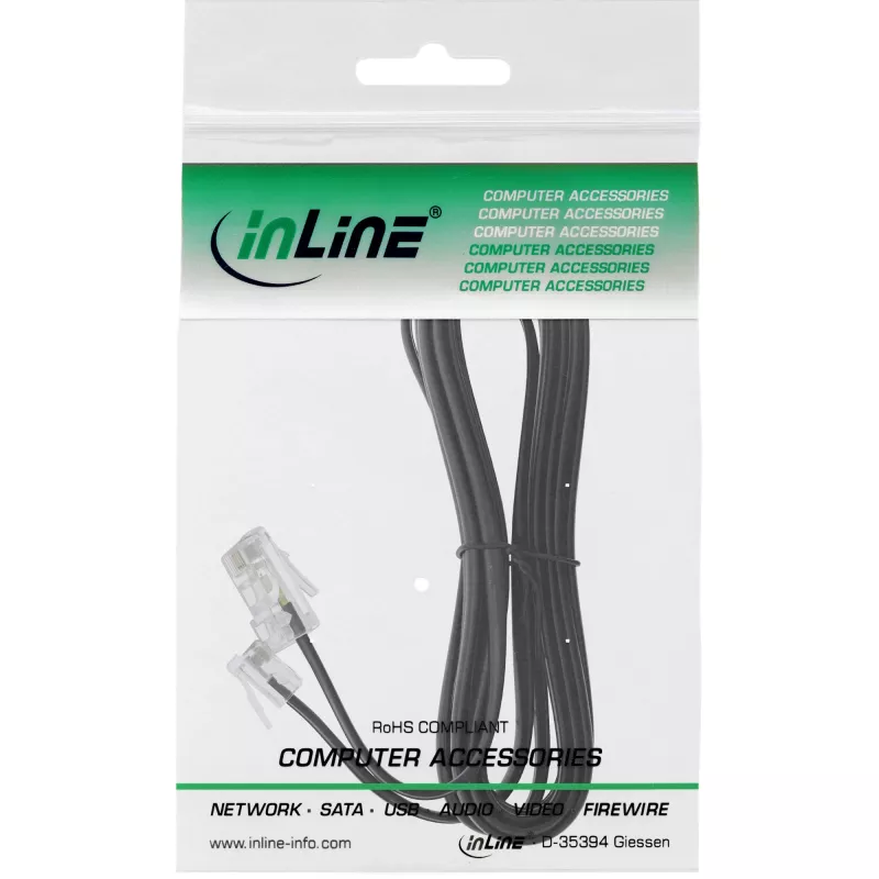 InLine modulārais kabelis RJ45 8P4C / RJ11 6P4C vīriešu/vīriešu 3m