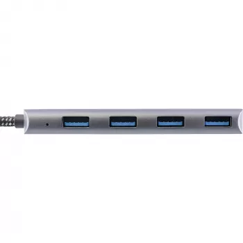 InLine USB 3.2 Hub, USB-C uz 4x USB A 10Gb/s, alumīnijs, pelēks