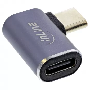 InLine USB4 Adapteris, USB-C vīrišķais/mātīšu, labais/kreisais leņķa, alumīnijs, pelēks
