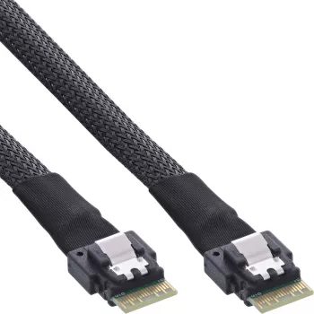 InLine Slim SAS kabelis, SFF-8654 uz SFF-8654, 24Gb/s, 0.5m