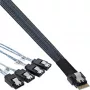 InLine Slim SAS kabelis, SFF-8654 uz 4x SATA 7-pin, 12Gb/s, 0,5m