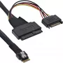 InLine Slim SAS kabelis, SFF-8654 uz U.2 SFF-8639 + SATA barošana, 24Gb/s, 1m