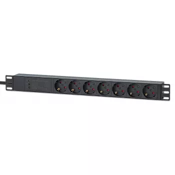 Intellinet 19 collu 1U Rackmount 7-Vietu PDU Ar Pārsprieguma Aizsardzību 16A 3m Vads