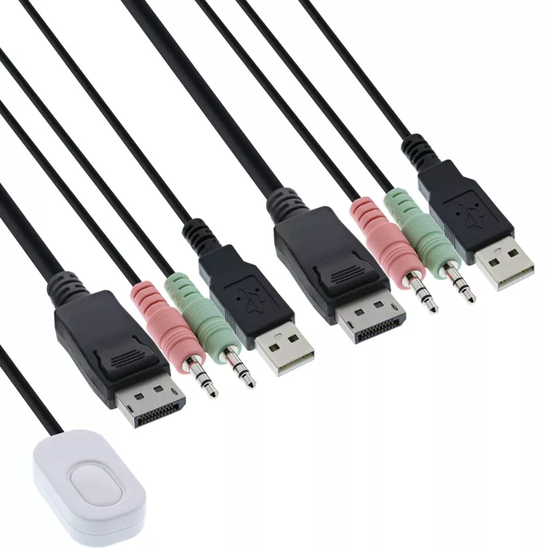 InLine Cable KVM Slēdzis, 2-portu, DisplayPort 1.2, 4K, USB, Audio