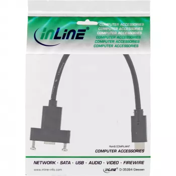 InLine USB 3.2 Gen.2 C vīriņš / sieviņa ar atloku kabelis, melns, 0,20 m