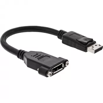 InLine DisplayPort vīrietis uz sievieti ar atloku kabelis 0.2m, melns
