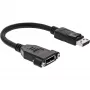 InLine DisplayPort vīrietis uz sievieti ar atloku kabelis 0.2m, melns