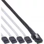 InLine SAS kabelis, Mini SAS SFF8087 uz 4x SATA, Krosovers, OCF, 0,50m