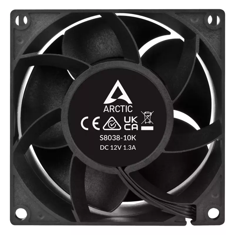 Ventilators ARCTIC S8038-10K 80 mm 102 cfm, divu lodīšu gultņi, melns