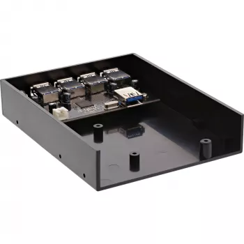 InLine 4-portu USB 3.0 paneļa centrmezgls 3,5 collu diskešu slotam, melns