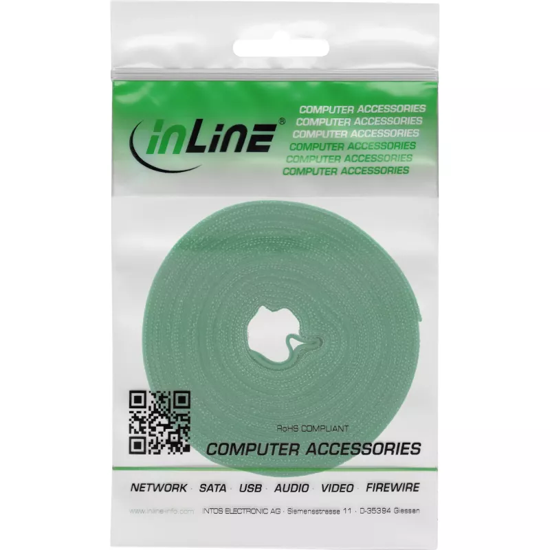 Kabeļu saites ar Velcro InLine Band 16 mm, 10 m, zaļš