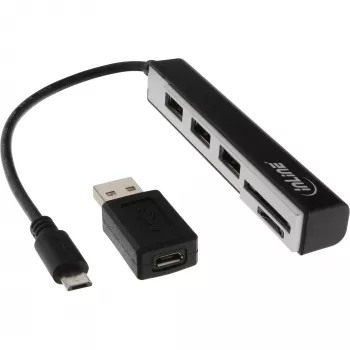 InLine USB OTG karšu lasītājs un 3 portu USB 2.0 centrmezgls SDXC un microSD + adapteris