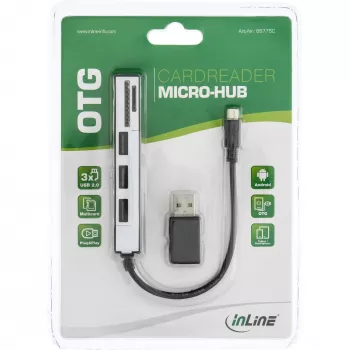 InLine USB OTG karšu lasītājs un 3 portu USB 2.0 centrmezgls SDXC un microSD + adapteris