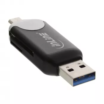 InLine USB3.0 Divpusējs karšu lasītājs, USB A un Micro-USB 2.0, SDXC un microSDXC
