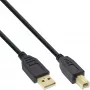 InLine USB 2.0 kabelis A tipa vīriešu / B tipa sieviešu, melns, apzeltīti kontakti, 0,5 m