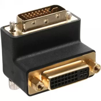 InLine DVI-I adapteris 90° leņķī digitālais + analogais 24+5 tēviņš / mātīte melns