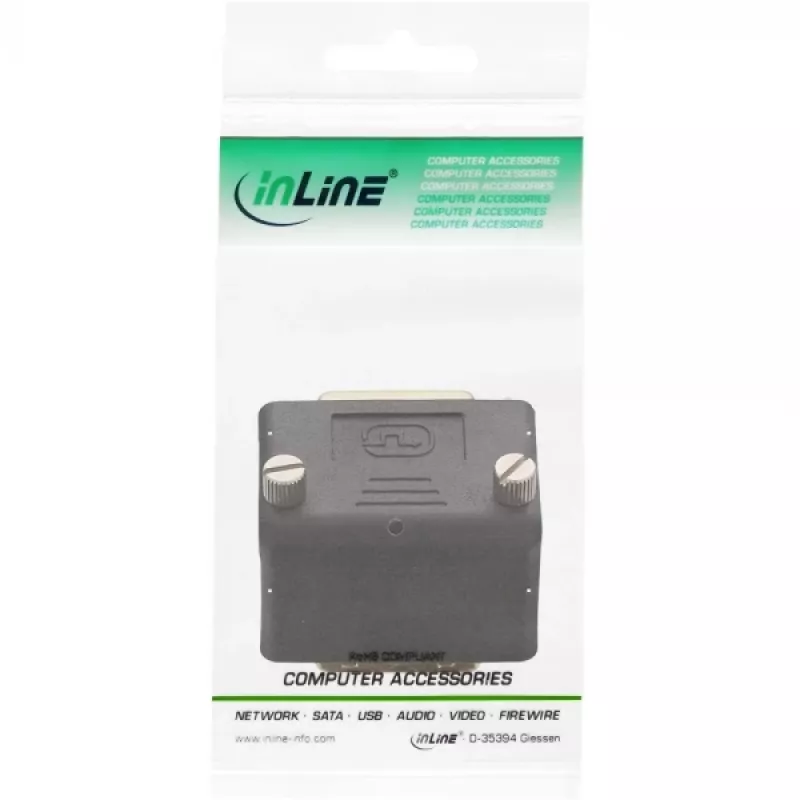 InLine DVI-I adapteris 90° leņķī digitālais + analogais 24+5 tēviņš / mātīte melns